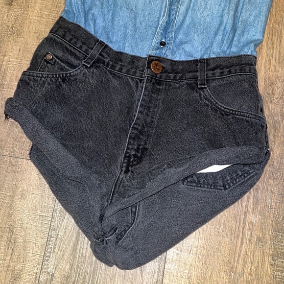 One Teaspoon Denim Chambray Blue Black Short Jumpsuit Romper Size Small - Picture 5 of 7